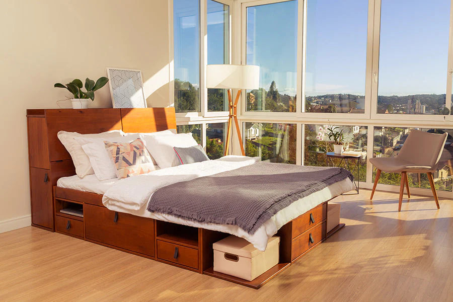 Esta cama tem muito espaço de armazenamento - e um prémio de design!