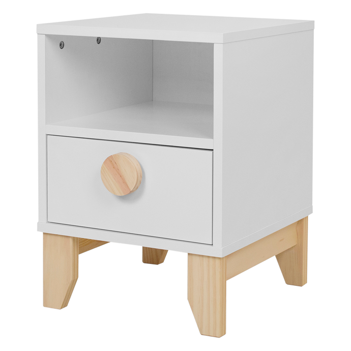 Nachtschrank XO - Weiß und Natur - Memomad