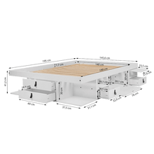 Funktionsbett Bali 140x190 cm - Bett mit Bettkasten und viel Stauraum - Inkl. Lattenrost - Memomad