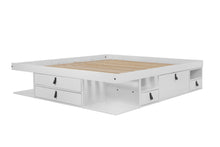Storage Bed Bali White - Double bed frame with drawers and shelves, ideal for small bedrooms - Sturdy storage platform bed of MDF lacquered